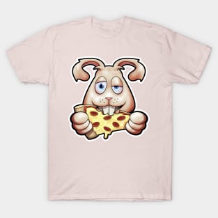 SNAX Rabbit eating pizza T-Shirt